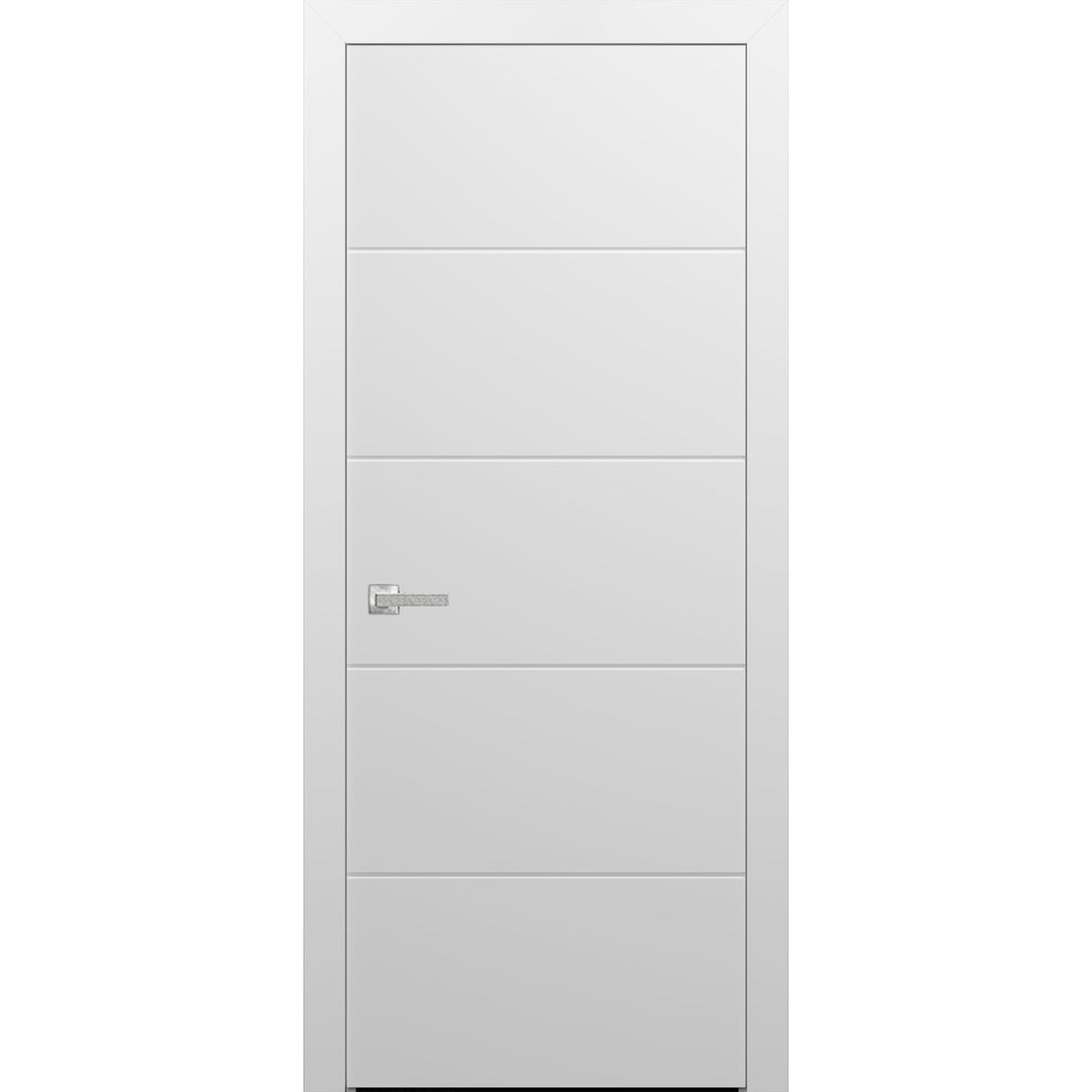 Modern Wood Interior Door with Hardware | Planum 0770 Painted White Matte | Single Panel Frame Trims | Bathroom Bedroom Sturdy Doors