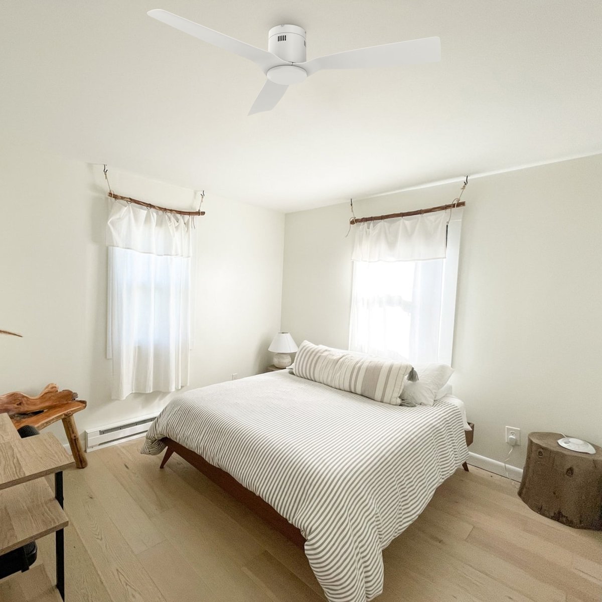 SKARA 52 inch 3 - Blade Flush Mount No Light Ceiling Fan with Remote - LEDMyPlace