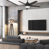 Solasta 52 Inch 5 - Blade Best Smart Ceiling Fan With Led Light Kit & Remote - Black/Dark Wood - LEDMyPlace