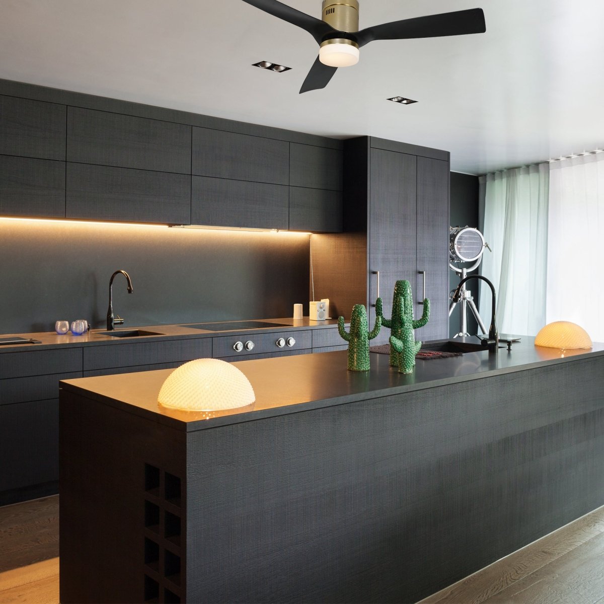 SPEZIA 48 inch 3 - Blade Flush Mount Smart Ceiling Fan with LED Light & Remote - LEDMyPlace