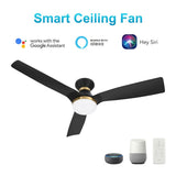 SPEZIA 52 inch 3 - Blade Flush Mount Best Smart Ceiling Fan with LED Light & Remote - LEDMyPlace