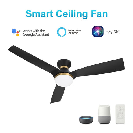 SPEZIA 52 inch 3 - Blade Flush Mount Best Smart Ceiling Fan with LED Light & Remote - LEDMyPlace