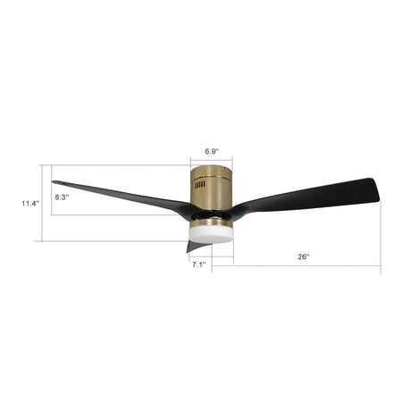 SPEZIA 52 inch 3 - Blade Flush Mount Smart Ceiling Fan with LED Light & Remote - LEDMyPlace