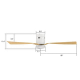 SPEZIA 52 inch 3 - Blade Flush Mount Smart Ceiling Fan with Remote & LED Light - LEDMyPlace