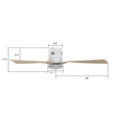 SPEZIA 52 inch 3 - Blade Flush Mount Smart Ceiling Fan with Remote & LED Light - LEDMyPlace