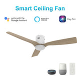 SPEZIA 52 inch 3 - Blade Flush Mount Smart Ceiling Fan with Remote & LED Light - LEDMyPlace