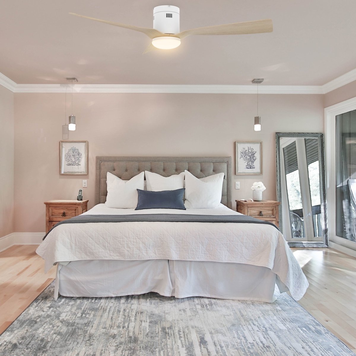 SPEZIA 52 inch 3 - Blade Flush Mount Smart Ceiling Fan with Remote & LED Light - LEDMyPlace