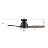 STANLEY 48 inch 3 - Blade Flush Mount No Light Ceiling Fan with Remote - LEDMyPlace