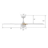 STOCKTON 52 inch 5 - Blade Smart Ceiling Fan with LED Light & Remote - LEDMyPlace