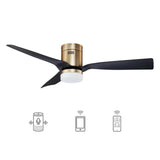 Striver 52" (3 - Blade) White Flush Mount Best Smart Ceiling Fan w/ Dimmable LED Light, Works w/ Remote Control/Alexa/Google Home/Siri - LEDMyPlace
