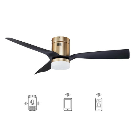 Striver 52" (3 - Blade) White Flush Mount Best Smart Ceiling Fan w/ Dimmable LED Light, Works w/ Remote Control/Alexa/Google Home/Siri - LEDMyPlace