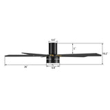 TARRASA 52 inch 5 - Blade Flush Mount Smart Ceiling Fan with LED Light & Remote - LEDMyPlace