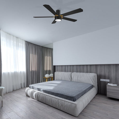 TARRASA 52 inch 5 - Blade Flush Mount Smart Ceiling Fan with LED Light & Remote - LEDMyPlace