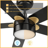 TARRASA 52 inch 5 - Blade Smart Ceiling Fan with LED Light & Remote - LEDMyPlace