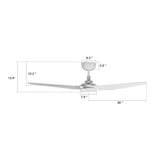 Trailblazer 52" (3 - Blade) White Best Smart Ceiling Fan with Dimmable LED Light, Works w/ Remote Control/Alexa/Google Home/Siri - LEDMyPlace
