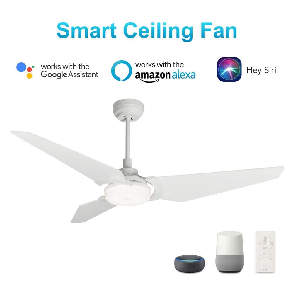 Trailblazer 52" (3 - Blade) White Best Smart Ceiling Fan with Dimmable LED Light, Works w/ Remote Control/Alexa/Google Home/Siri - LEDMyPlace
