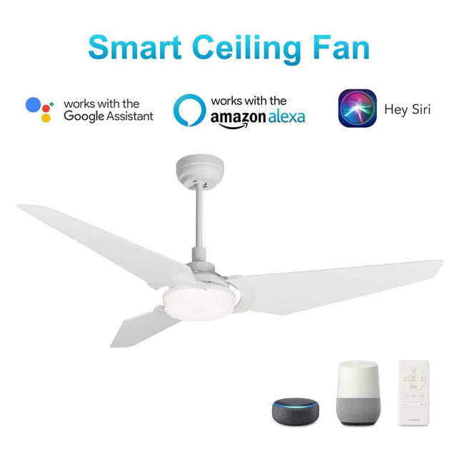 Trailblazer 52" (3 - Blade) White Best Smart Ceiling Fan with Dimmable LED Light, Works w/ Remote Control/Alexa/Google Home/Siri - LEDMyPlace