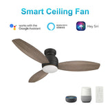 TRENTO 48 inch 3 - Blade Flush Mount Smart Ceiling Fan with LED Light & Remote - LEDMyPlace
