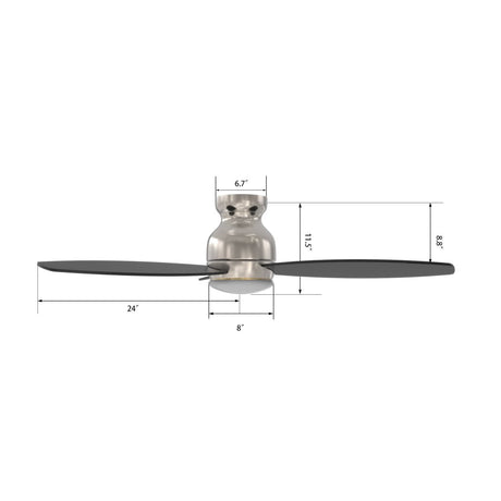 TRENTO 48 inch 3 - Blade Flush Mount Smart Ceiling Fan with LED Light & Remote - LEDMyPlace