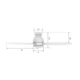 TRENTO 48 inch 3 - Blade Flush Mount Smart Ceiling Fan with LED Light & Remote - LEDMyPlace