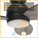 TRENTO 48 inch 3 - Blade Flush Mount Smart Ceiling Fan with LED Light & Remote - LEDMyPlace