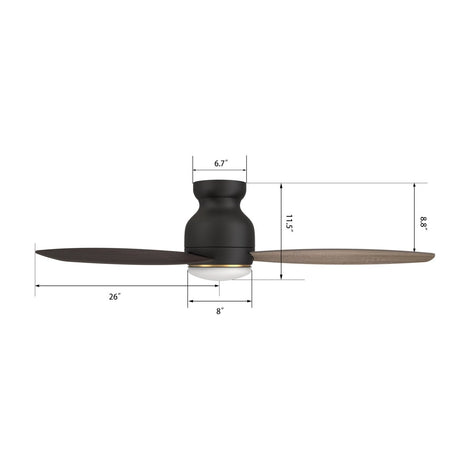 TRENTO 52 inch 3 - Blade Flush Mount Smart Ceiling Fan with LED Light & Remote - LEDMyPlace
