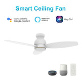 TRENTO 52 inch 3 - Blade Flush Mount Smart Ceiling Fan with LED Light & Remote - LEDMyPlace