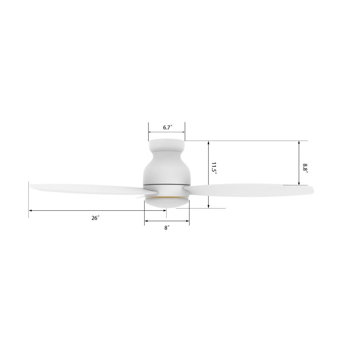 TRENTO 52 inch 3 - Blade Flush Mount Smart Ceiling Fan with LED Light & Remote - LEDMyPlace