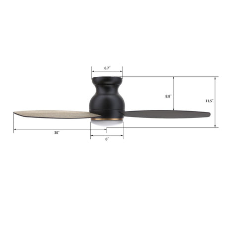 TRENTO 60 inch 3 - Blade Flush Mount Smart Ceiling Fan with LED Light & Remote - LEDMyPlace