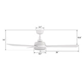 TRYTON 52 inch 3 - Blade Ceiling Fan with LED Light & Remote - LEDMyPlace
