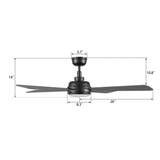 TRYTON 52 inch 4 - Blade Ceiling Fan with LED Light & Remote - LEDMyPlace