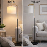 15″W x 60″H Floor Lamp with White Linen Shade – Black or Brushed Brass Finish - 2 Pack