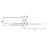 UPTON 45 inch 3 - Blade Flush Mount Smart Ceiling Fan with LED Light & Remote - LEDMyPlace