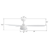 VARA 52 inch 3 - Blade Ceiling Fan with LED Light & Remote - LEDMyPlace