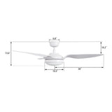 Vena 52 inch 3 - Blade Smart Ceiling Fan with LED Light & Remote - LEDMyPlace