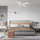 Wynston 52 inch 5 - Blade Flush Mount Ceiling Fan with Remote Control - White (No Light) - LEDMyPlace