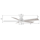 Wynston 52 inch 5 - Blade Flush Mount Ceiling Fan with Remote Control - White (No Light) - LEDMyPlace