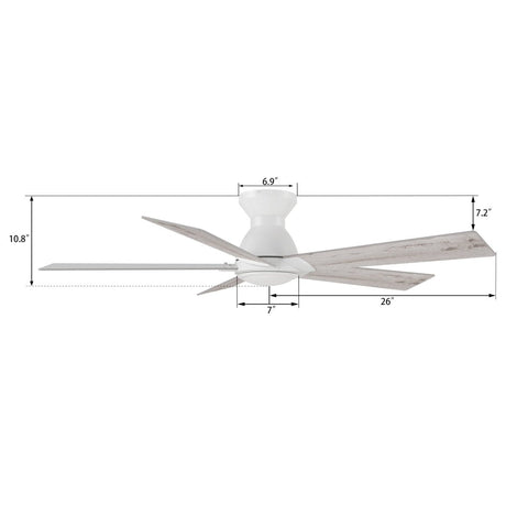 Wynston 52 inch 5 - Blade Flush Mount Ceiling Fan with Remote Control - White (No Light) - LEDMyPlace