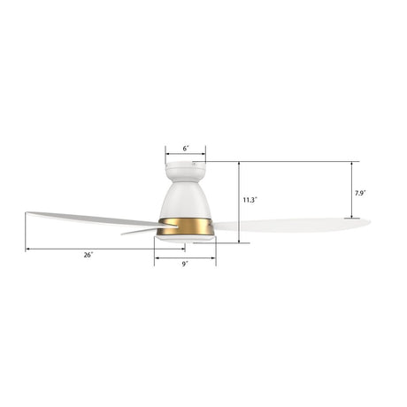 YORK 52 inch 3 - Blade Flush Mount Smart Ceiling Fan with LED Light & Remote - LEDMyPlace