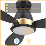YORK 52 inch 3 - Blade Flush Mount Smart Ceiling Fan with LED Light & Remote - LEDMyPlace