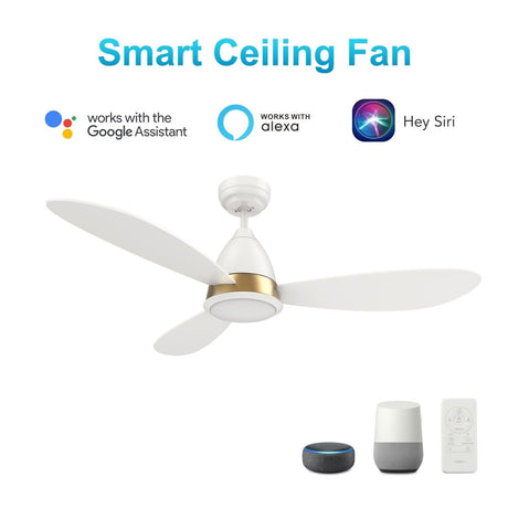 YORK 52 inch 3 - Blade Smart Ceiling Fan with LED Light & Remote - LEDMyPlace