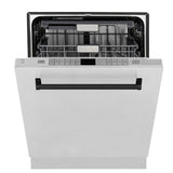 ZLINE Autograph Edition 48 in. Kitchen Package with Stainless Steel Dual Fuel Range, Range Hood, Dishwasher and Refrigeration Including External Water Dispenser with Matte Black Accents (4AKPR-RARHDWM48-MB)