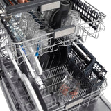 ZLINE Autograph Edition 24 in. Monument Series 3rd Rack Top Touch Control Tall Tub Dishwasher in Black Matte with Champagne Bronze Handle, 45dBa (DWMTZ-BLM-24-CB)