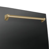 ZLINE Autograph Edition 24" Monument Series 3rd Rack Top Touch Control Tall Tub Dishwasher in Black Stainless Steel with Champagne Bronze Handle, 45dBa (DWMTZ-BS-24-CB)