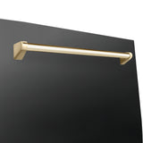 ZLINE Autograph Edition 24" Monument Series 3rd Rack Top Touch Control Tall Tub Dishwasher in Black Stainless Steel with Polished Gold Handle, 45dBa (DWMTZ-BS-24-G)
