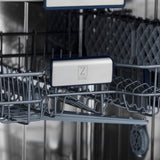 ZLINE Autograph Edition 24" Tallac Series 3rd Rack Top Control Built-In Tall Tub Dishwasher in Black Stainless Steel with Polished Gold Handle, 51dBa (DWVZ-BS-24-G)