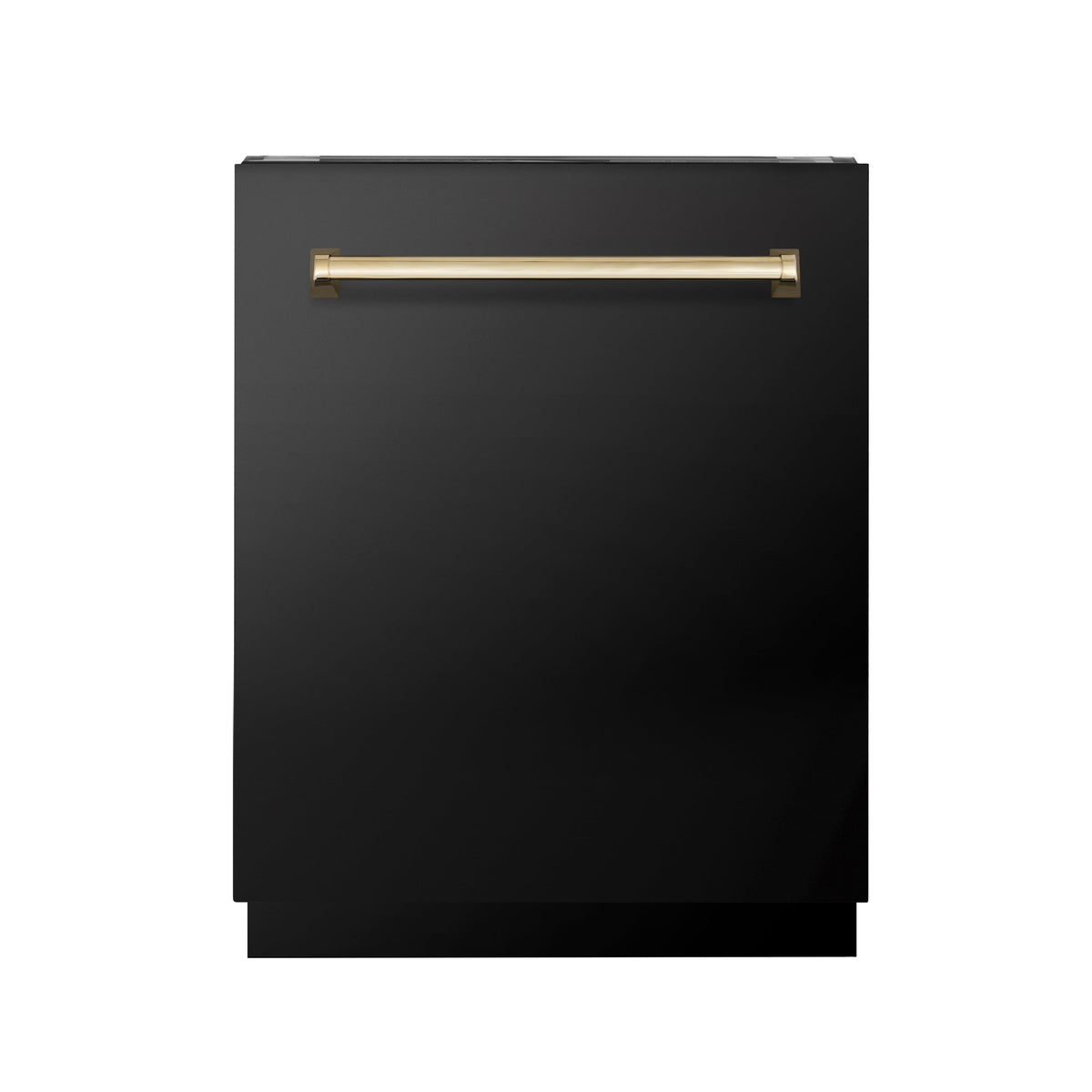 ZLINE Autograph Edition 24" Tallac Series 3rd Rack Top Control Built-In Tall Tub Dishwasher in Black Stainless Steel with Polished Gold Handle, 51dBa (DWVZ-BS-24-G)
