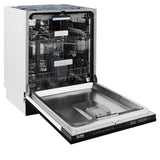 ZLINE Autograph Edition 24" Tallac Series 3rd Rack Top Control Built-In Tall Tub Dishwasher in Black Stainless Steel with Polished Gold Handle, 51dBa (DWVZ-BS-24-G)