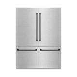ZLINE Autograph Edition 60 in. 32.2 cu. ft. French Door Built-In Bottom Freezer Refrigerator with Water Dispenser and Ice Maker in Satin Stainless Steel with Matte Black Accents (RBIVZ-SN-60-MB)