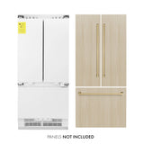 ZLINE Autograph Edition 36 in. 19.6 cu. ft. Panel Ready French Door Built-In Bottom Freezer Refrigerator with Water Dispenser and Ice Maker with Champagne Bronze Accents (RBIVZ-36-CB)